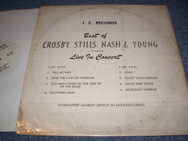 Photo: C S N & Y / CROSBY STILLS,NASH & YOUNG - BEST OF LIVE IN CONCERT  / COLLECTORS ( BOOT ) LP