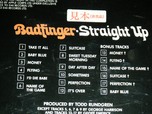 Photo: BADFINGER バッドフィンガー - STRAIGHT UP / 1993 JAPAN ORIGINAL PROMO SAMPLE Used CD with OBI