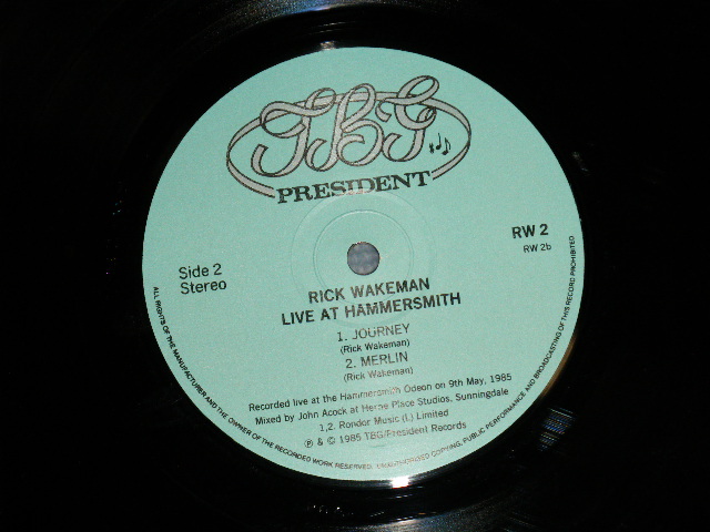 Photo: RICK WAKEMAN - LIVE AT HAMMER SMITH  / 1985 UK ENGLAND  ORIGINAL COLLECTOR'S Boot   Used LP 