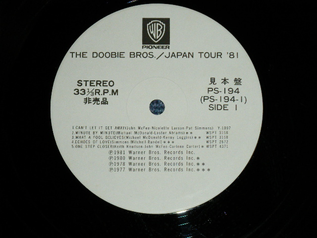 Photo: The DOOBIE BROTHERS - JAPAN TOUR '81  (Ex+/MINT-)  / 1981 JAPAN "PROMO ONLY" ORIGINAL Used LP