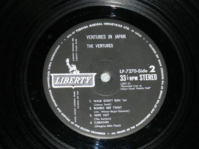 Photo: THE VENTURES - IN JAPAN ( Ex+/Ex )   / 1965 JAPAN ORIGINAL "レコード発売10周年記念”オビ付 Rare "BLACK WAX Vinyl" 　used  LP With OBI 