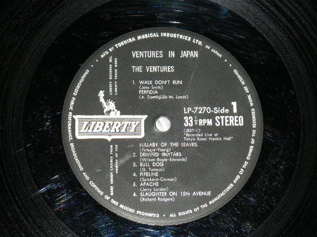 Photo: THE VENTURES - IN JAPAN ( Ex+/Ex )   / 1965 JAPAN ORIGINAL "レコード発売10周年記念”オビ付 Rare "BLACK WAX Vinyl" 　used  LP With OBI 