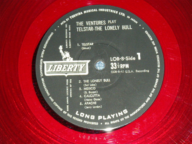 Photo: THE VENTURES -  TELSTAR & THE LONELY BULL ( 10" LP ) (Ex+/Ex+)  / 1962? JAPAN ORIGINAL RED WAX/Vinyl  used  10"LP With OBI