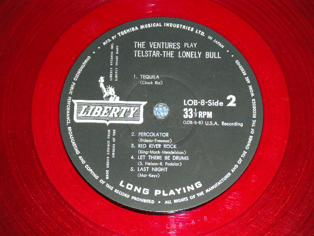 Photo: THE VENTURES -  TELSTAR & THE LONELY BULL ( 10" LP ) (Ex+/Ex+)  / 1962? JAPAN ORIGINAL RED WAX/Vinyl  used  10"LP With OBI