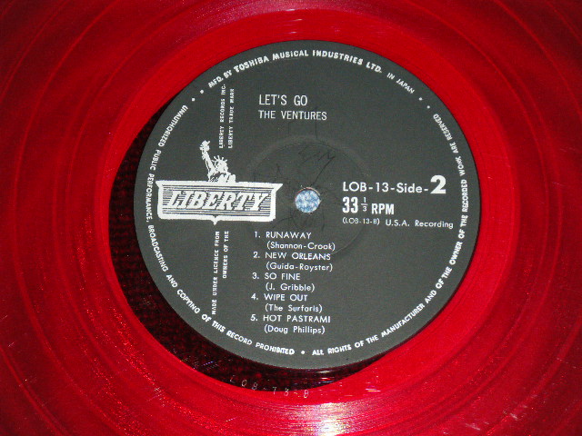 Photo: THE VENTURES -  LET'S GO ( 10" LP )( Ex+/Ex+ A-5:Ex-)   / 1962? JAPAN ORIGINAL  RED WAX/Vinyl  used  10"LP  