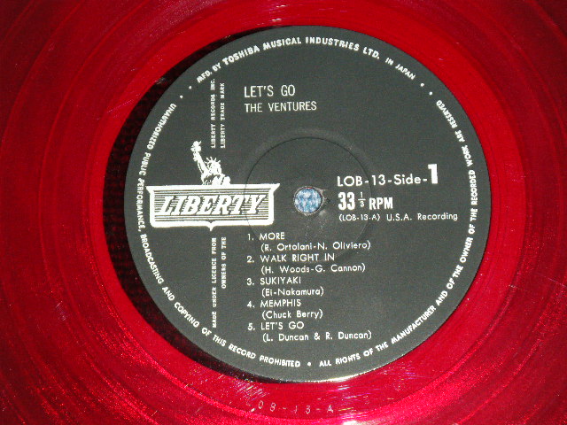 Photo: THE VENTURES -  LET'S GO ( 10" LP )( Ex+/Ex+ A-5:Ex-)   / 1962? JAPAN ORIGINAL  RED WAX/Vinyl  used  10"LP  