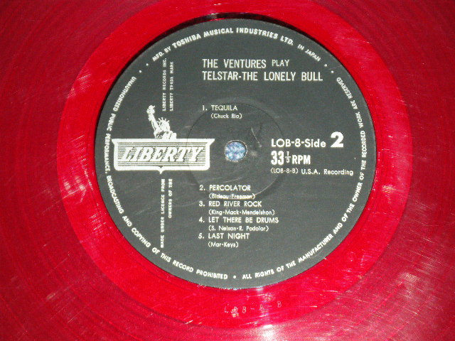 Photo: THE VENTURES -  TELSTAR & THE LONELY BULL ( 10" LP ) (Ex-/VG+++)  / 1962? JAPAN ORIGINAL RED WAX/Vinyl  used  10"LP