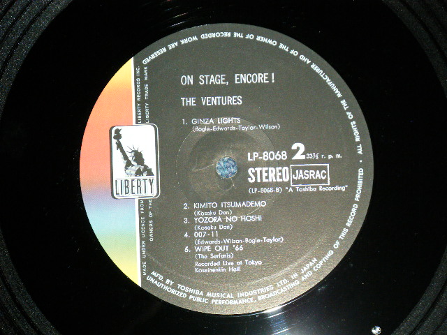 Photo: THE VENTURES - ON STAGE ENCORE! ( Ex+++/MINT-)  / 1970's JAPAN ORIGINAL Number "COLOR LIBERTY Label" "2200 Yen SEAL" used  LP 