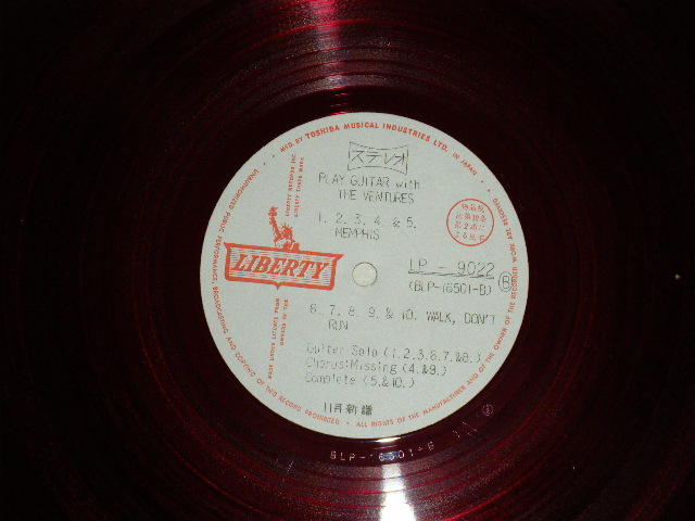 Photo: THE VENTURES - PLAT GUITAR With The VENTURES ( Ex++/MINT-)  / 1966? JAPAN ORIGINAL "WHITE LABEL PROMO" "RED WAX Vinyl" used  LP 