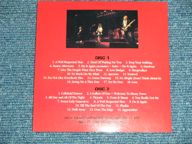 Photo: The KINKS キンクス - FRIDAY AFTERNOON : TOKYO JAPAN MAY 12,1995 + PHOBIATOUR 1993  ( MINT/MINT )  /    COLLECTOR'S (BOOT) "MINI-LP PAPER SLEEVE" Used 2-CD