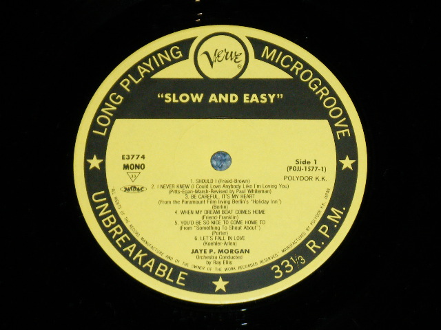 Photo: J.P.MORGAN Ｊ　Ｐ モーガン - SLOW & EASY ( MINT-/MINT ) / 1993  JAPAN  ORIGINAL Used  LP  with OBI  