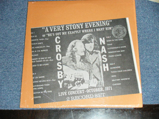 Photo: DAVID  CROSBY & GRAHAM ,NASH  - A VERY STONY EVENING LIVE CONCERT - OCTOBER, 1971 ( MINT/MINT )  / COLLECTORS ( BOOT ) "RED & BLACK WAX Vinyl" Used 2-LP