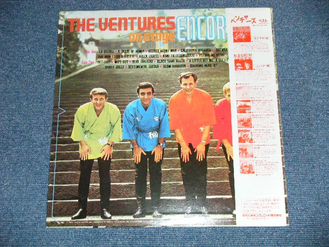 Photo: THE VENTURES - ON STAGE ENCORE & LIVE AGAIN ( 2in 1 LP ) ( MINT-/MINT- A-3~6:Ex+) / 1978 JAPAN REISSUE used LP With OBI   