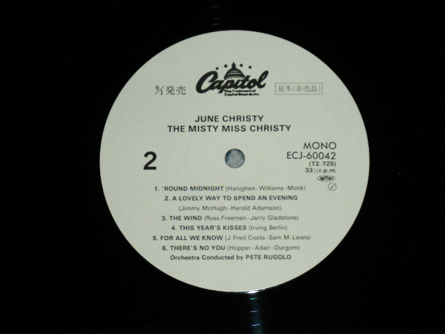 Photo: JUNE CHRISTY ジューン・クリスティ - THE MISTY MISS CHRISTY ( Ex+++/MINT)  / 1984 JAPAN REISSUE "WHITEL LABEL PROMO" Used LP With OBI 