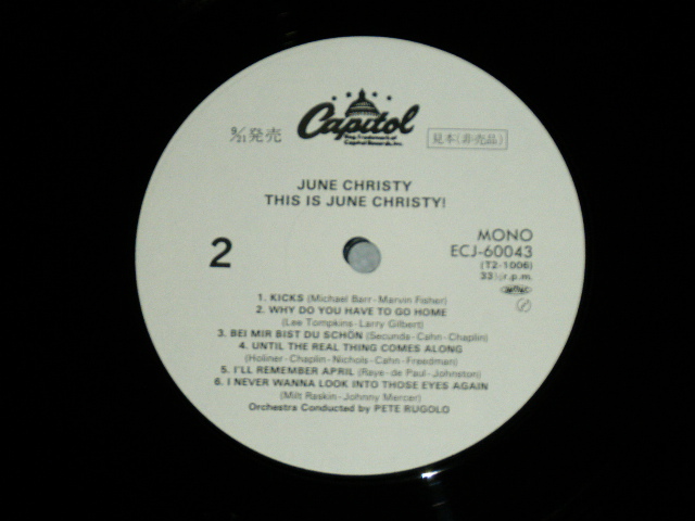 Photo: JUNE CHRISTY ジューン・クリスティ - THIS IS JUNE CHRISTY ( Ex+++/MINT)  / 1984 JAPAN REISSUE "WHITEL LABEL PROMO" Used LP With OBI 