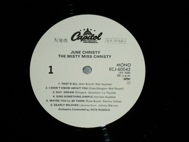 Photo: JUNE CHRISTY ジューン・クリスティ - THE MISTY MISS CHRISTY ( Ex+++/MINT)  / 1984 JAPAN REISSUE "WHITEL LABEL PROMO" Used LP With OBI 