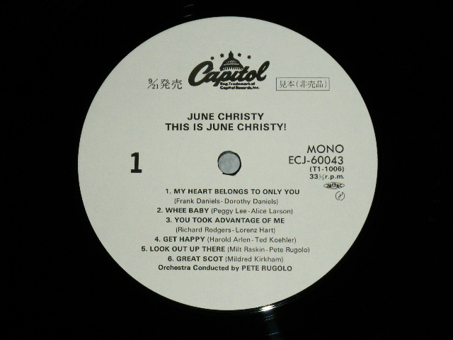 Photo: JUNE CHRISTY ジューン・クリスティ - THIS IS JUNE CHRISTY ( Ex+++/MINT)  / 1984 JAPAN REISSUE "WHITEL LABEL PROMO" Used LP With OBI 