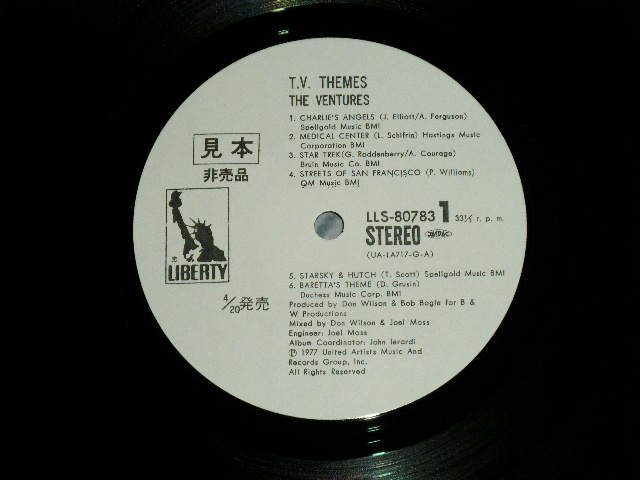 Photo: THE VENTURES ベンチャーズ- T.V. THEMES 妖精コマネチのテーマ ( Ex+++/MINT ) / 1977 JAPAN  ORIGINAL "WHITE LABEL PROMO" used LP With OB