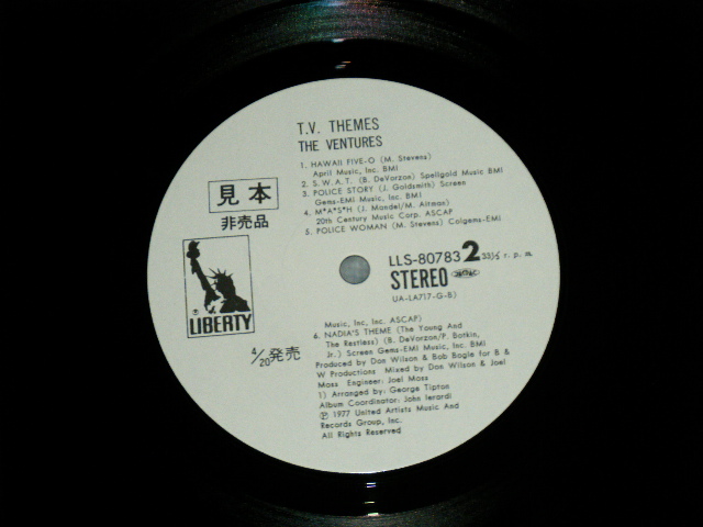 Photo: THE VENTURES ベンチャーズ- T.V. THEMES 妖精コマネチのテーマ ( Ex+++/MINT ) / 1977 JAPAN  ORIGINAL "WHITE LABEL PROMO" used LP With OB