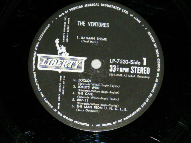 Photo: THE VENTURES ベンチャーズ　ヴェンチャーズ - BATMAN THEME バットマン ( Ex+/Ex+++ Looks:Ex+ )  / 1966 JAPAN ORIGINAL 1st Press "BLACK with Silver  LIBERTY Label" 1st Press Price"1800 Yen Mark" used  LP 