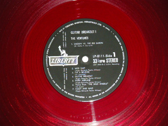 Photo: THE VENTURES ベンチャーズ　ヴェンチャーズ - ベンチャーズ '67 : GUITAR BREAKOUT  ( Ex+++/Ex+++)  / 1967 JAPAN ORIGINAL "RED WAX Vinyl" used  LP 