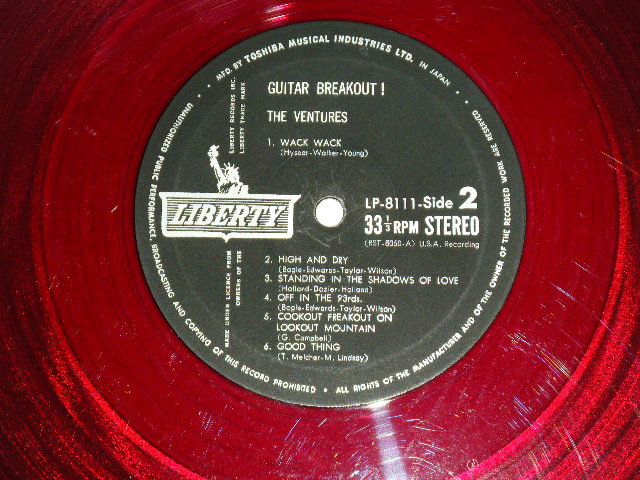 Photo: THE VENTURES ベンチャーズ　ヴェンチャーズ - ベンチャーズ '67 : GUITAR BREAKOUT  ( Ex+++/MINT- )  / 1967 JAPAN ORIGINAL "RED WAX Vinyl" used  LP  With OBI オビ付