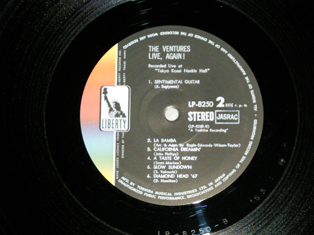 Photo: THE VENTURES ベンチャーズ　ヴェンチャーズ - LIVE AGAIN アゲイン〜北国の青い空 ( Ex+++/MINT-,Ex++ Looks:Ex+ )  / 1967 JAPAN ORIGINAL 2nd Press "Color LIBERTY Label" 1st Press Price"2000 Yen Mark" used  LP  With OBI オビ付