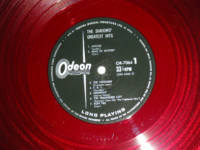 Photo: THE SHADOWS シャドウズ- GREATEST HITS  シャドウズ登場 ( Ex++/Ex+++ B-1,2:Ex+ )  / 1962? JAPAN ORIGINAL "RED WAX/Vinyl  赤盤" used LP