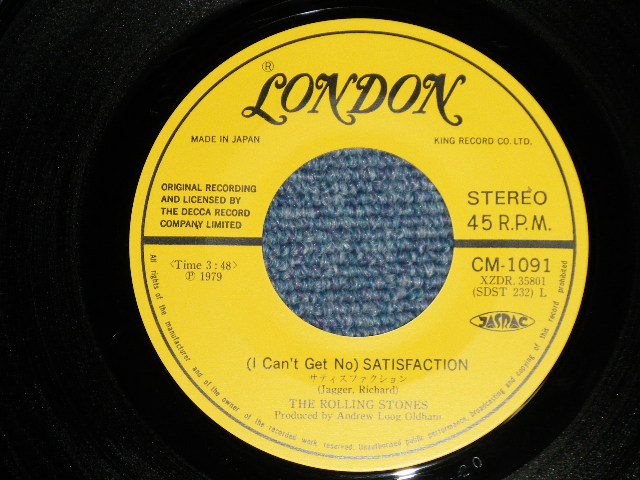 Photo: THE ROLLING STONES 　ローリング・ストーンズ - Satisfaction サティスファクション (MINT-/MINT-)  / 1979 JAPAN REISSUE  7"Single 