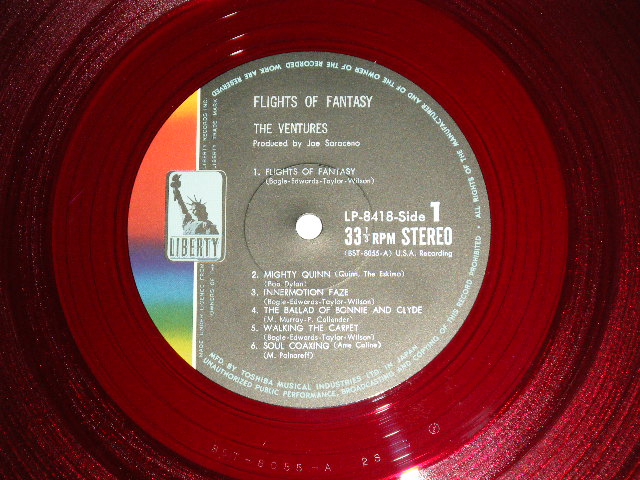 Photo: THE VENTURES ベンチャーズ　ヴェンチャーズ - FLIGHTS OF FANTASY ソウルフル・ ベンチャーズ  (Ex+++,Ex+/MINT)  / 1968 JAPAN ORIGINAL "RED WAX Vinyl" used  LP with OBI オビ付 