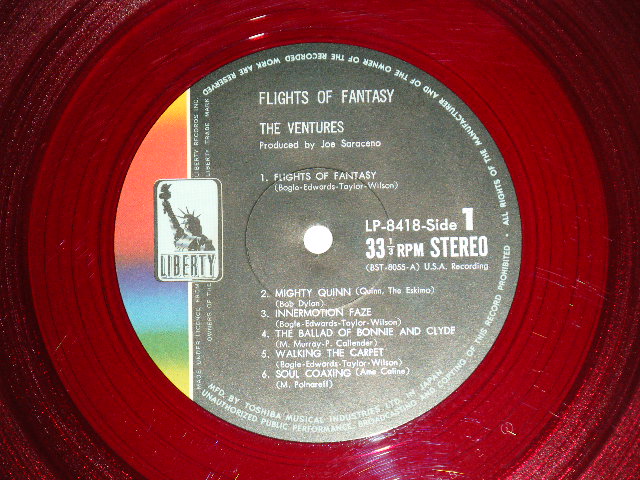 Photo: THE VENTURES ベンチャーズ　ヴェンチャーズ - FLIGHTS OF FANTASY ソウルフル・ ベンチャーズ  (Ex++, Ex+/MINT-)  / 1968 JAPAN ORIGINAL "RED WAX Vinyl" used  LP 