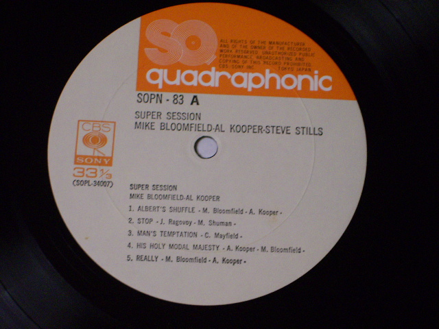 Photo: MIKE BLOOMFIELD, AL KOOPER, STEVE STILLS, - SUPER SESSION / 4CH/QUAD MINT-LP　w/Obi  