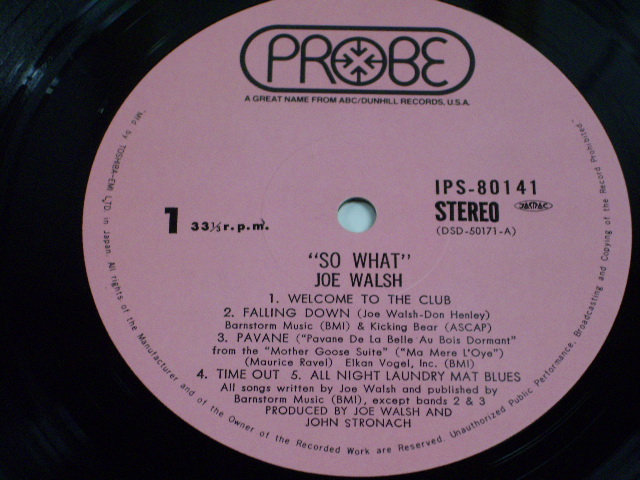 Photo: JOE WALSH - SO WHAT /1975  1st RELEASE LP 