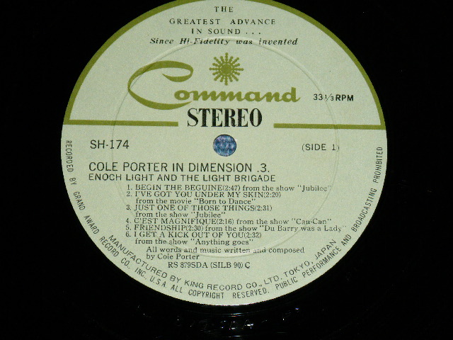 Photo: ENOCH LIGHT AND THE LIGHT BRIGADE  - COLE PORTER IN  DIMENSION .3. / 1965 JAPAN ORIGINAL Used LP With OBI 