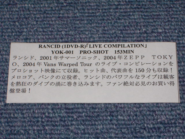 Photo: RANCID - LIVE COMPILATION    / BRAND NEW COLLECTORS DVD