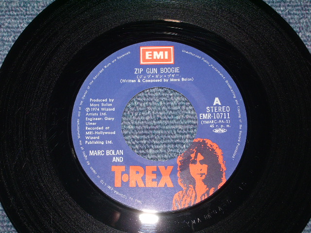 Photo: MARC BOLAN and T-REX - ZIP GUN BOOGIE / 1974 JAPAN ORIGINAL 7"45 With PICTURE COVER 