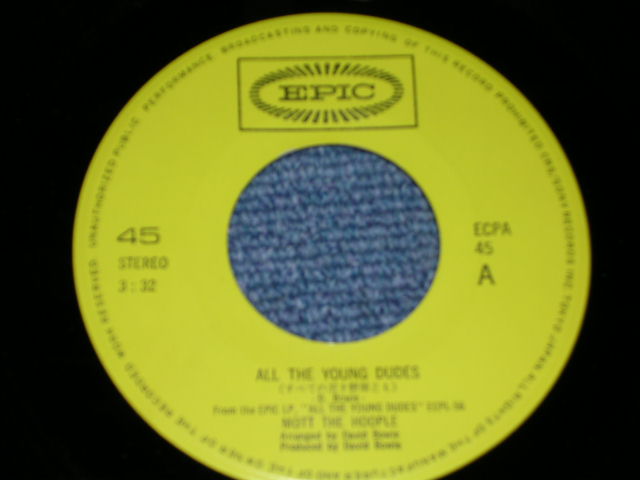 Photo: MOTT THGE HOOPLE - ALL THE YOUNG DUDES / 1972 JAPAN Original 7"Single 