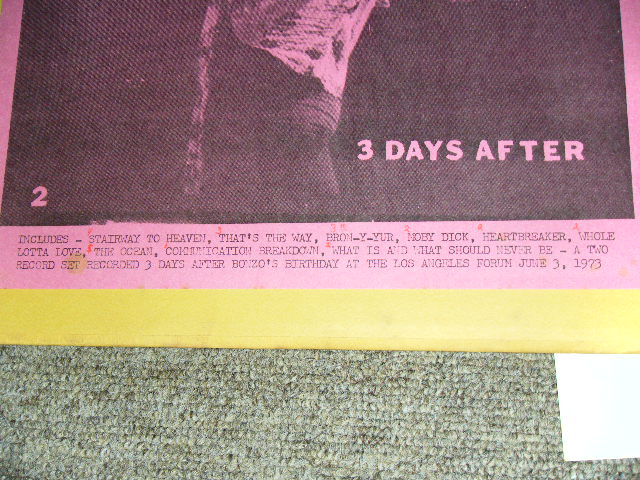 LED ZEPPELIN - 3 DAYS AFTER ( BONZO'S BIRTHDAY AT THE LOS ANGELES