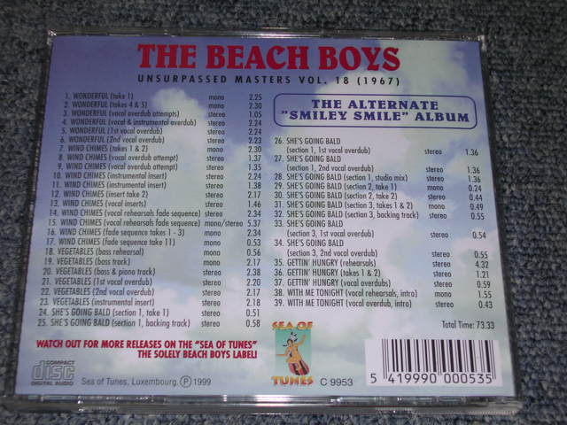 Photo: THE BEACH BOYS - UNSURPASSED MASTERS VOL.18 ( 1967 ) / 1999 Brand New COLLECTOR'S CD DEAD STOCK 