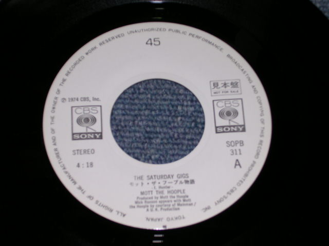 Photo: MOTT THGE HOOPLE - THE SATURDAY GIGS  / 1974 JAPAN Original White Label Promo 7"Single 