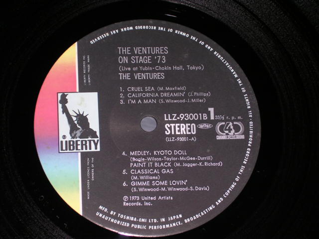 Photo: THE VENTURES - ON STAGE '73 ( QUAD / 4 channel ) / 1973 JAPAN ORIGINAL used  2LP With OBI 