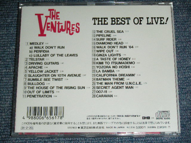 Photo: THE VENTURES - BEST OF LIVE ( Ex+++/MINT ) / 1991  JAPAN ORIGINAL Used CD 