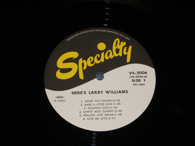 Photo: LARRY WILLIAMS - HERES LARRY WILLIAMS / 1980s JAPAN Ｒｅｉｓｓｕｅ ＬＰ Ｗｉｔｈ OBI 